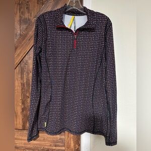 Lole Black and Red Patterned super soft 1/4 zip athletic shirt . XL